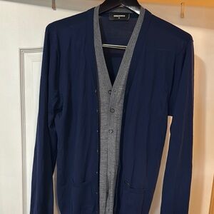 Dsquared2 Navy and Gray Cardigan two layer
